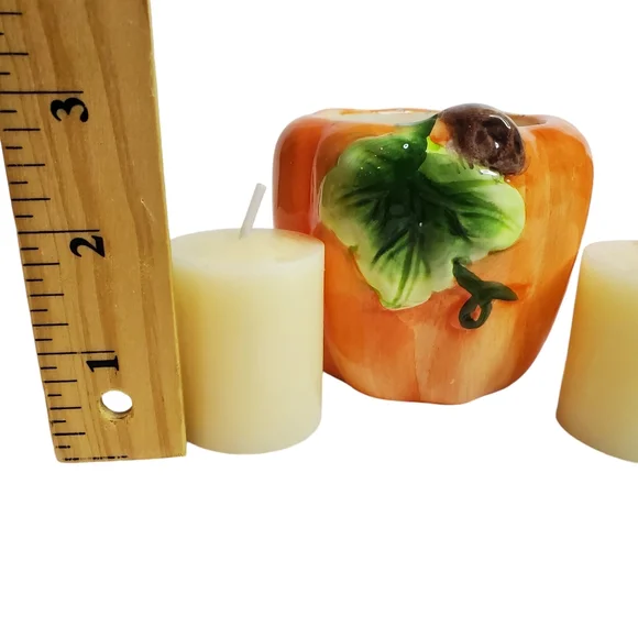 Pumpkin Candle Holders Fall Table Ceramic Decor Lot of 3 - Picture 3 of 9